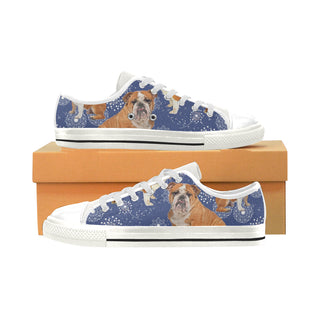 English Bulldog Lover White Low Top Canvas Shoes for Kid - TeeAmazing