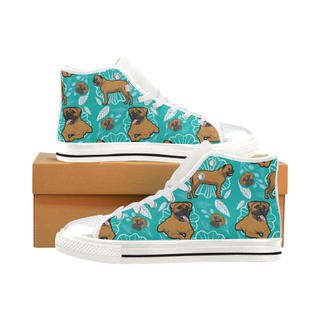 Bullmastiff Flower White High Top Canvas Women's Shoes/Large Size - TeeAmazing