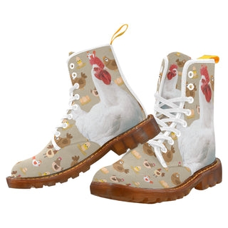 Chicken Lover White Boots For Men - TeeAmazing
