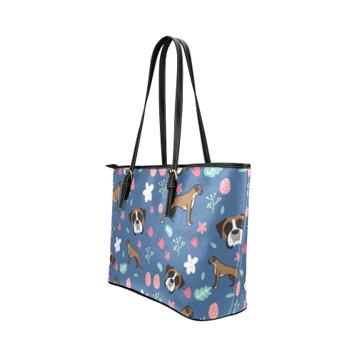 Boxer Flower Leather Tote Bag/Small - TeeAmazing