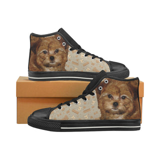 Shorkie Dog Black High Top Canvas Women's Shoes/Large Size - TeeAmazing