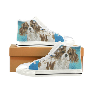 Cavalier King Charles Spaniel Water Colour No.1 White High Top Canvas Shoes for Kid - TeeAmazing