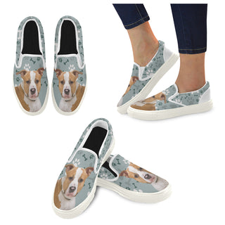 American Staffordshire Terrier White Women's Slip-on Canvas Shoes - TeeAmazing