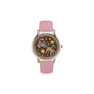 Brussels Griffon Flower Women's Rose Gold Leather Strap Watch - TeeAmazing