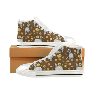 English Setter Flower White Women's Classic High Top Canvas Shoes - TeeAmazing