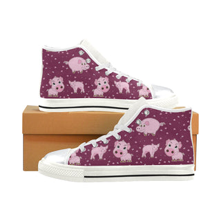 Pig White High Top Canvas Shoes for Kid - TeeAmazing
