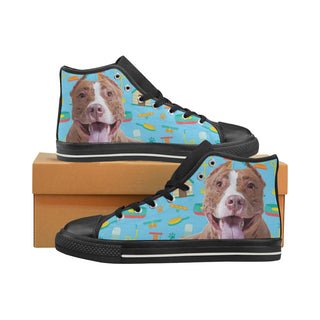 Pit bull Black Women's Classic High Top Canvas Shoes - TeeAmazing