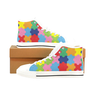 Autism White Men’s Classic High Top Canvas Shoes /Large Size - TeeAmazing