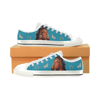 Horse White Low Top Canvas Shoes for Kid - TeeAmazing