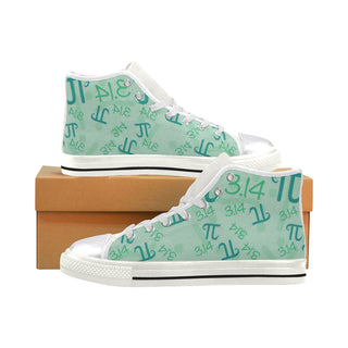 Pi Pattern White Women's Classic High Top Canvas Shoes - TeeAmazing