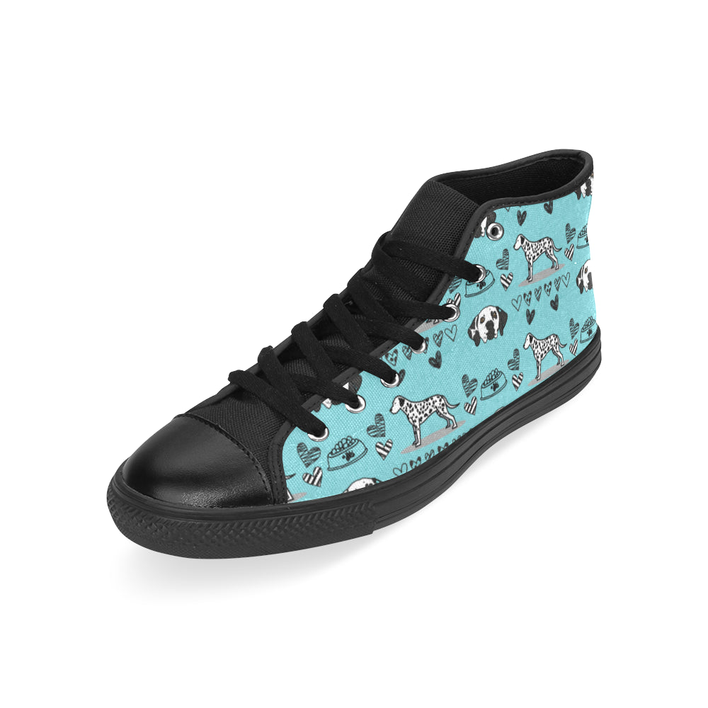 Dalmatian Pattern Black Men’s Classic High Top Canvas Shoes /Large Size - TeeAmazing