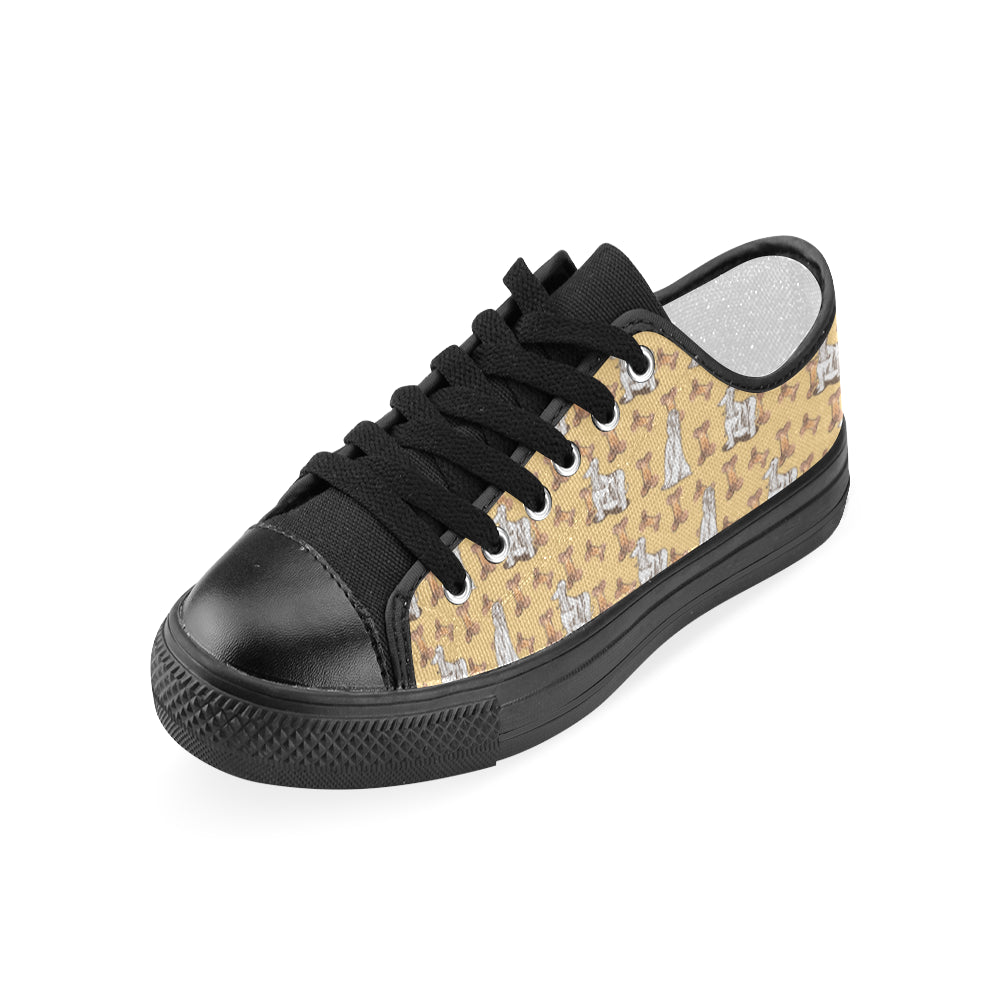 Afghan Hound Pattern Black Women's Classic Canvas Shoes - TeeAmazing