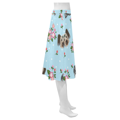 Skye Terrier Flower Mnemosyne Women's Crepe Skirt (Model D16) - TeeAmazing