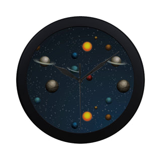 Planet Pattern Black Circular Plastic Wall clock - TeeAmazing
