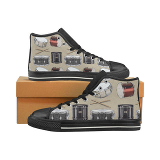 Drum Pattern Black High Top Canvas Women's Shoes/Large Size - TeeAmazing