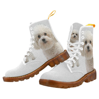 Bichon Frise Lover White Boots For Men - TeeAmazing