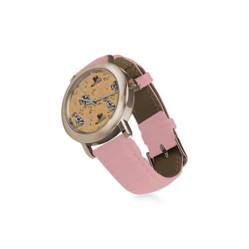 Great Dane Flower Women's Rose Gold Leather Strap Watch - TeeAmazing