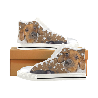 Chiweenie Pattern White High Top Canvas Women's Shoes/Large Size (Model 017) - TeeAmazing