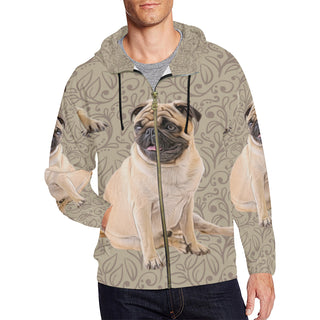 Pug Lover All Over Print Full Zip Hoodie for Men - TeeAmazing