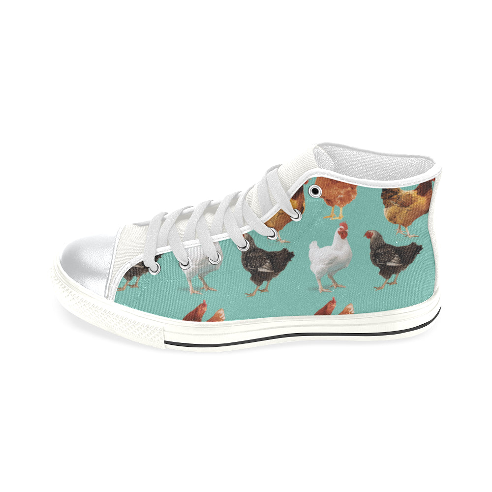 Chicken Pattern White High Top Canvas Women's Shoes/Large Size - TeeAmazing