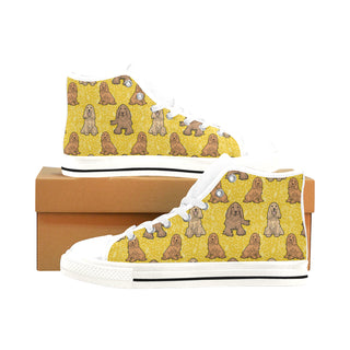 Cocker Spaniel White Men’s Classic High Top Canvas Shoes /Large Size - TeeAmazing