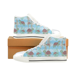 Turtle White High Top Canvas Women's Shoes/Large Size - TeeAmazing