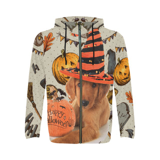 Golden Retriever Halloween All Over Print Full Zip Hoodie for Men - TeeAmazing