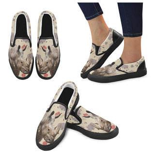 Rhino Black Women's Slip-on Canvas Shoes - TeeAmazing