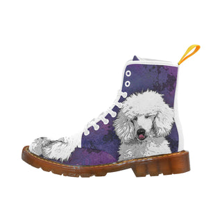 Poodle Painting White Boots For Women - TeeAmazing