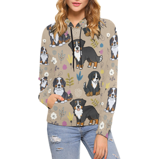 Bernese Mountain Flower All Over Print Hoodie for Women (USA Size) (Model H13) - TeeAmazing