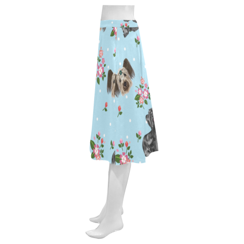 Skye Terrier Flower Mnemosyne Women's Crepe Skirt (Model D16) - TeeAmazing
