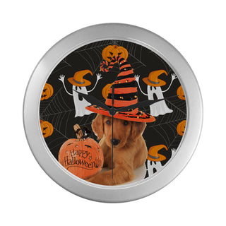 Golden Retriever Halloween Silver Color Wall Clock - TeeAmazing