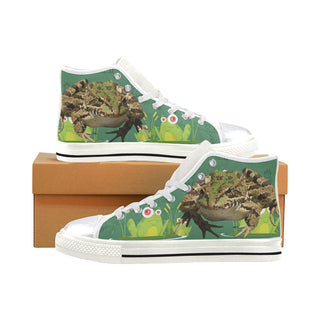 Frog White High Top Canvas Shoes for Kid - TeeAmazing