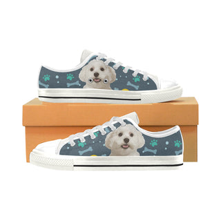 Maltese White Low Top Canvas Shoes for Kid - TeeAmazing