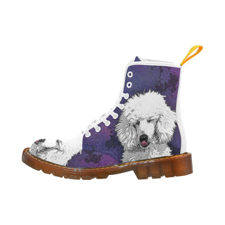 Poodle Painting White Boots For Men - TeeAmazing