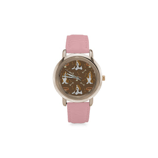 Basset Fauve Women's Rose Gold Leather Strap Watch - TeeAmazing