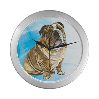 English Bulldog Water Colour No.1 Silver Color Wall Clock - TeeAmazing