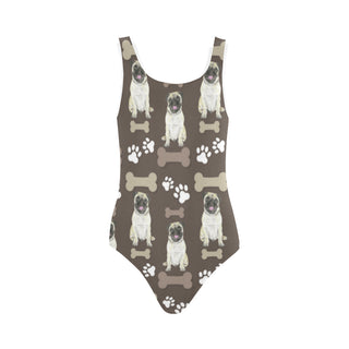 Pug Water Colour Pattern No.1 Vest One Piece Swimsuit - TeeAmazing
