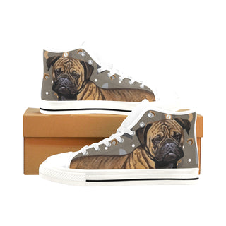 Bullmastiff Dog White Men’s Classic High Top Canvas Shoes /Large Size - TeeAmazing