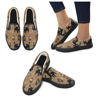 Miniature Schnauzer Pattern Black Women's Slip-on Canvas Shoes - TeeAmazing