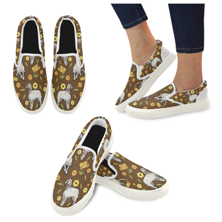 English Setter Flower White Women's Slip-on Canvas Shoes - TeeAmazing