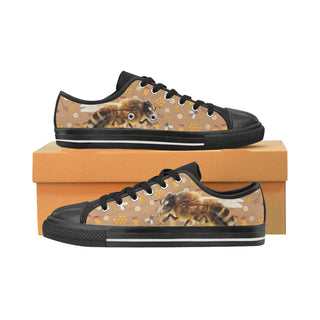Queen Bee Black Low Top Canvas Shoes for Kid - TeeAmazing