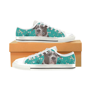 Staffordshire Bull Terrier White Low Top Canvas Shoes for Kid - TeeAmazing