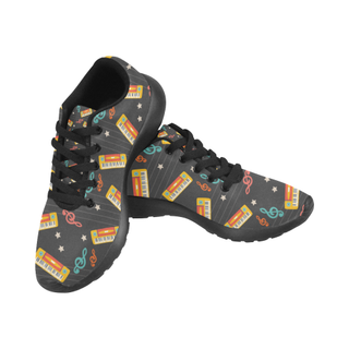 Keyboard Pattern Black Men's Running Shoes/Large Size (Model 020) - TeeAmazing