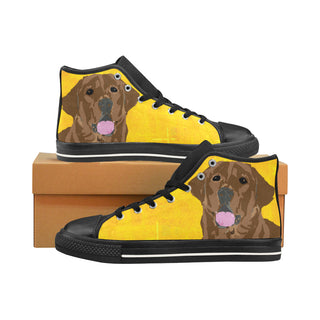 Chocolate Labrador Black Men’s Classic High Top Canvas Shoes /Large Size - TeeAmazing