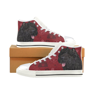 Bouviers Dog White High Top Canvas Women's Shoes/Large Size - TeeAmazing