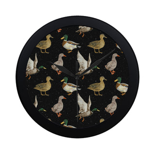 Mallard Duck Black Circular Plastic Wall clock - TeeAmazing