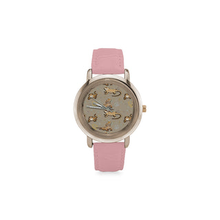 Bearded Dragon Lizard Pattern Women's Rose Gold Leather Strap Watch - TeeAmazing