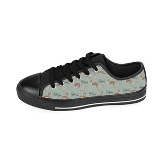 Greyhound Pattern Black Low Top Canvas Shoes for Kid - TeeAmazing