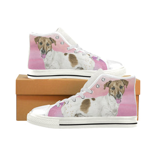 Jack Russell Terrier Water Colour No.1 White Men’s Classic High Top Canvas Shoes - TeeAmazing